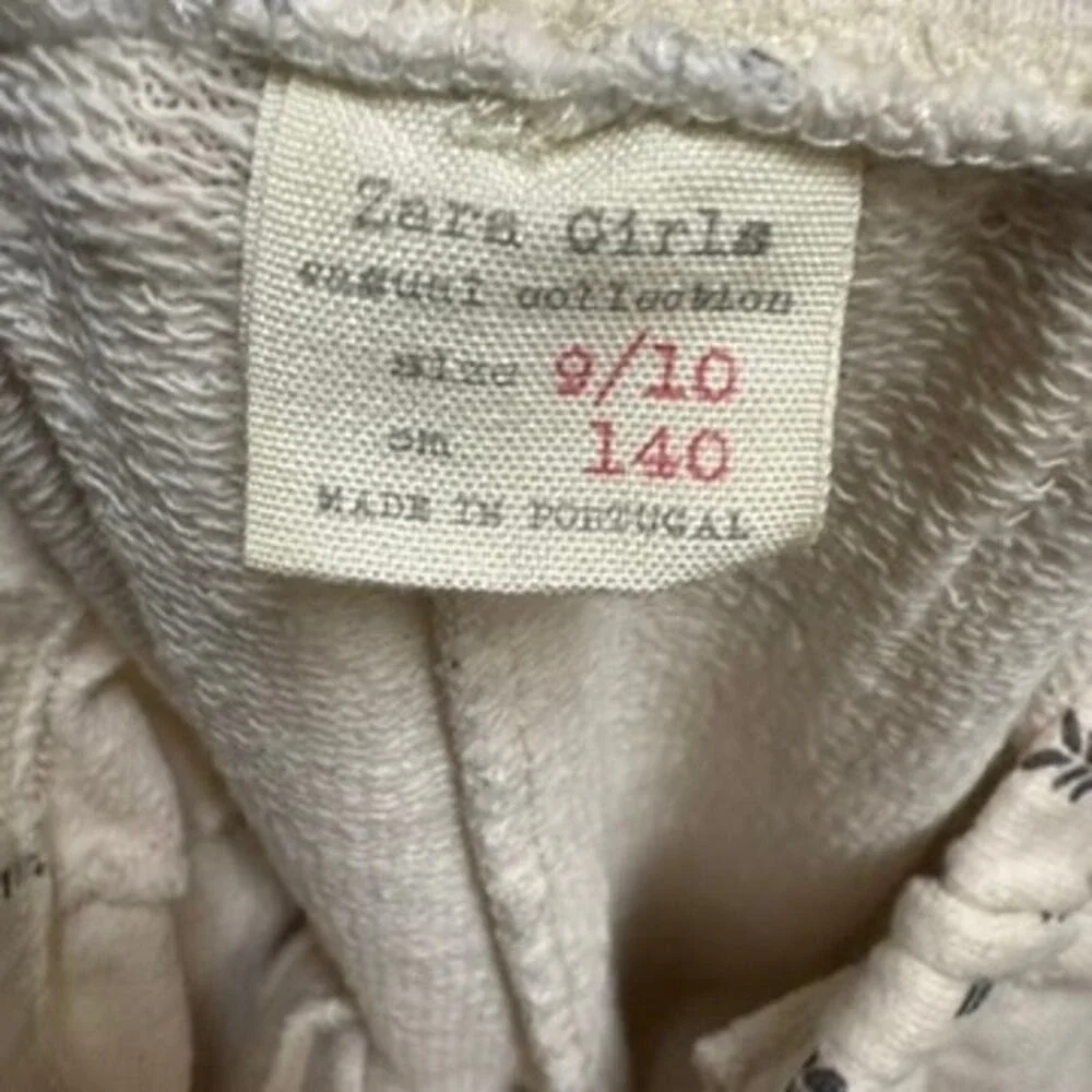 Zara Girls Cream‎ Gray Orange Sweatpants Arrow Design Cuffed Jogger 9/10
